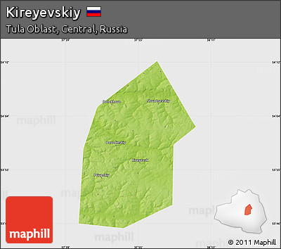 Physical Map of Kireyevskiy, single color outside
