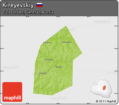 Physical Map of Kireyevskiy, single color outside
