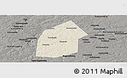 Shaded Relief Panoramic Map of Kireyevskiy, darken, semi-desaturated