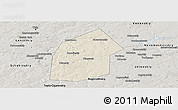 Shaded Relief Panoramic Map of Kireyevskiy, semi-desaturated