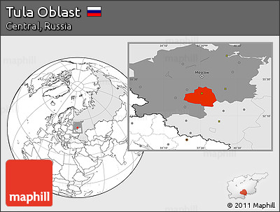 Blank Location Map of Tula Oblast, highlighted country, highlighted parent region