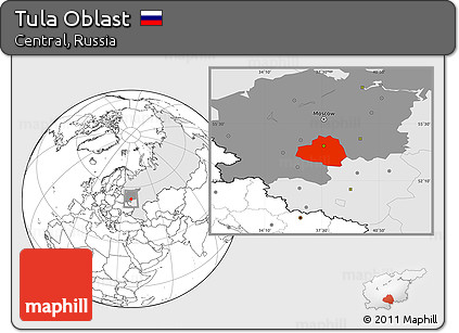 Blank Location Map of Tula Oblast, highlighted country, highlighted parent region