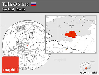 Blank Location Map of Tula Oblast, highlighted parent region