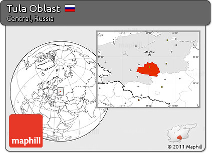 Blank Location Map of Tula Oblast, highlighted parent region