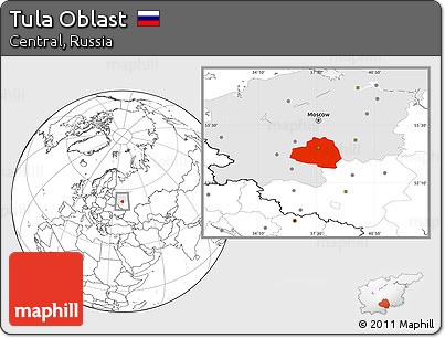 Blank Location Map of Tula Oblast, highlighted parent region