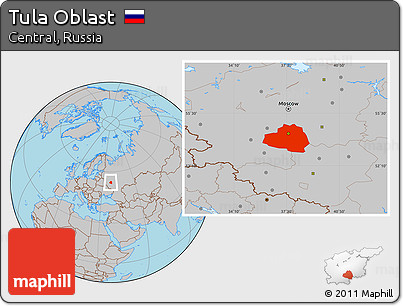 Gray Location Map of Tula Oblast