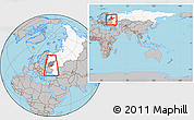 Gray Location Map of Tula Oblast, highlighted country, highlighted parent region, within the entire country