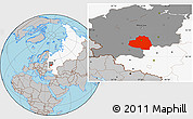 Gray Location Map of Tula Oblast, highlighted country, highlighted parent region