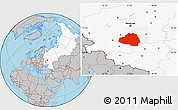 Gray Location Map of Tula Oblast, highlighted country