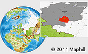 Physical Location Map of Tula Oblast, highlighted country, highlighted parent region