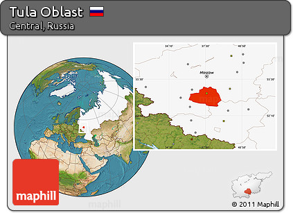 Satellite Location Map of Tula Oblast, highlighted country