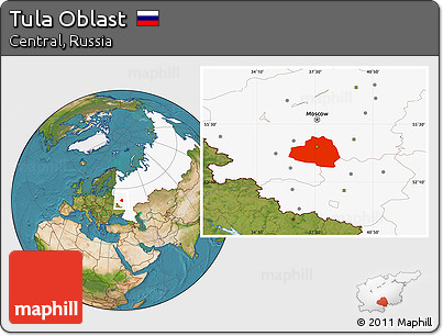 Satellite Location Map of Tula Oblast, highlighted country