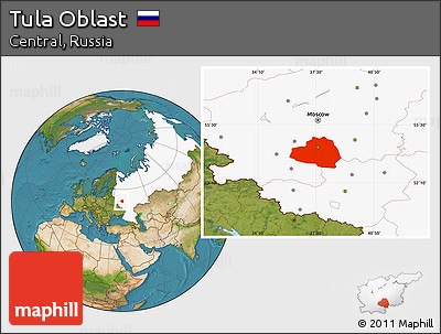 Satellite Location Map of Tula Oblast, highlighted country