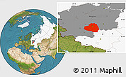 Satellite Location Map of Tula Oblast, highlighted country, highlighted parent region