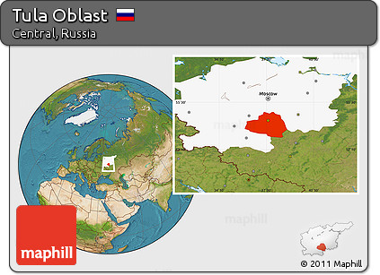 Satellite Location Map of Tula Oblast, highlighted parent region