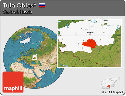 Satellite Location Map of Tula Oblast, highlighted parent region