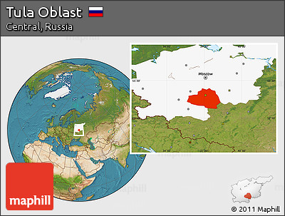 Satellite Location Map of Tula Oblast, highlighted parent region