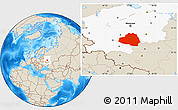Shaded Relief Location Map of Tula Oblast, highlighted parent region