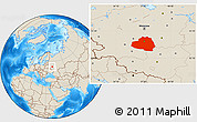 Shaded Relief Location Map of Tula Oblast