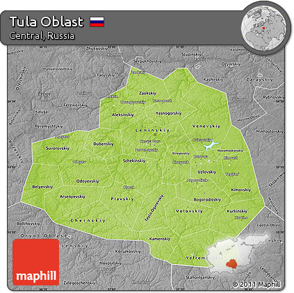 Physical Map of Tula Oblast, desaturated