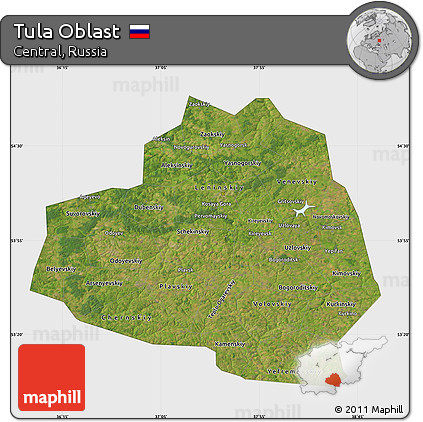 Satellite Map of Tula Oblast, single color outside