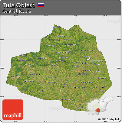 Satellite Map of Tula Oblast, single color outside