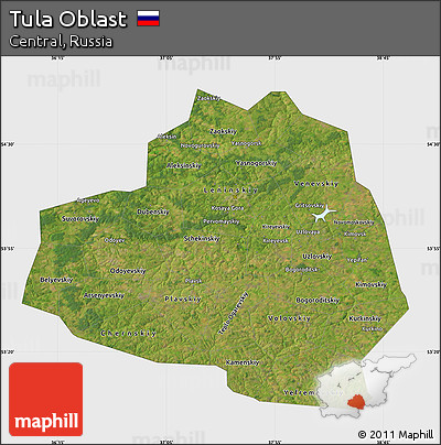 Satellite Map of Tula Oblast, single color outside