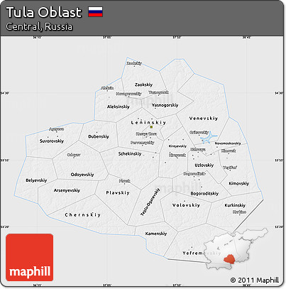 Silver Style Map of Tula Oblast, single color outside