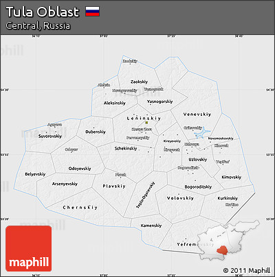 Silver Style Map of Tula Oblast, single color outside
