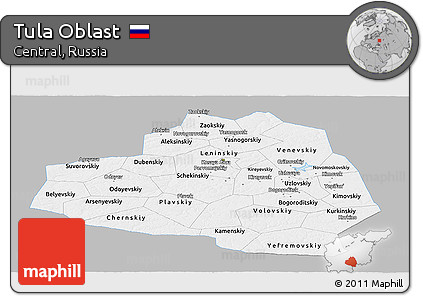 Gray Panoramic Map of Tula Oblast, single color outside