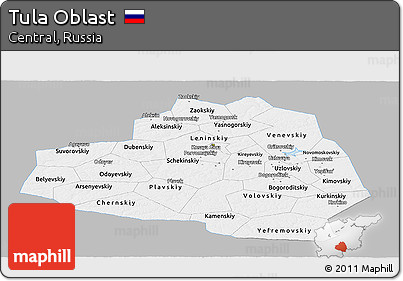 Gray Panoramic Map of Tula Oblast, single color outside