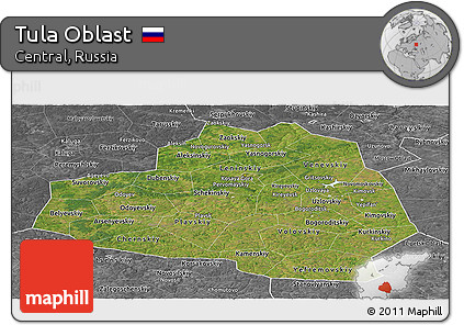 Satellite Panoramic Map of Tula Oblast, desaturated