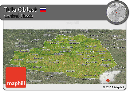 Satellite Panoramic Map of Tula Oblast, semi-desaturated