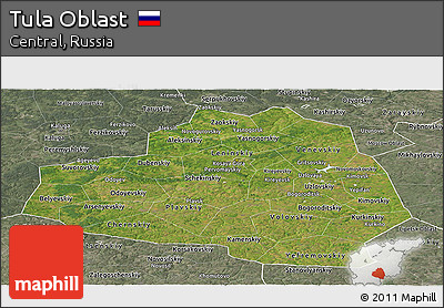 Satellite Panoramic Map of Tula Oblast, semi-desaturated