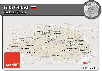 Shaded Relief Panoramic Map of Tula Oblast, lighten