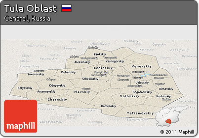 Shaded Relief Panoramic Map of Tula Oblast, lighten