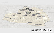 Shaded Relief Panoramic Map of Tula Oblast, lighten, semi-desaturated
