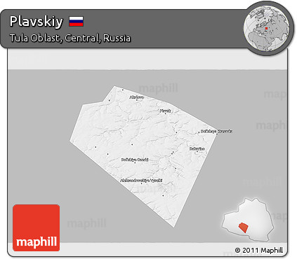 Gray 3D Map of Plavskiy, single color outside