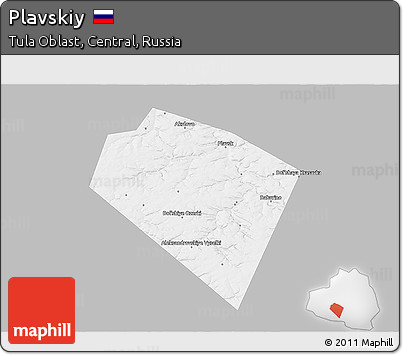 Gray 3D Map of Plavskiy, single color outside