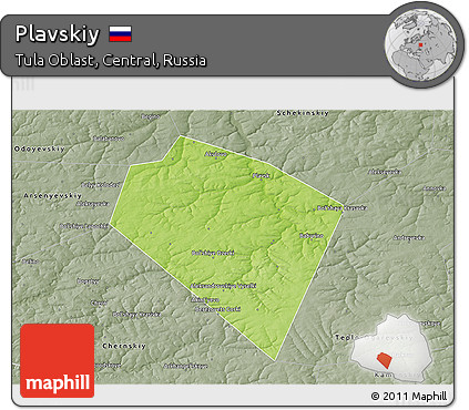 Physical 3D Map of Plavskiy, semi-desaturated