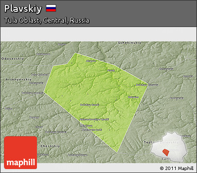 Physical 3D Map of Plavskiy, semi-desaturated