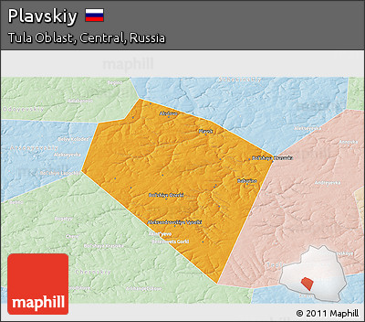 Political 3D Map of Plavskiy, lighten