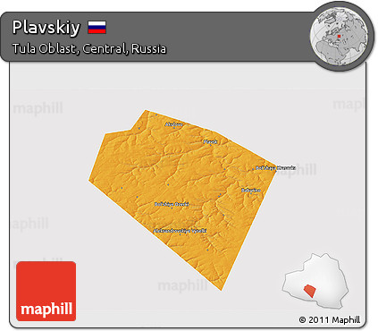Political 3D Map of Plavskiy, single color outside