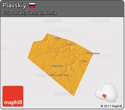 Political 3D Map of Plavskiy, single color outside