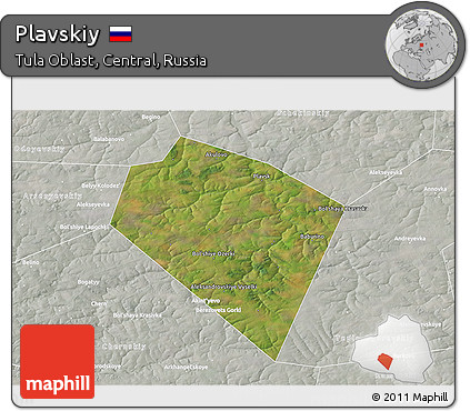 Satellite 3D Map of Plavskiy, lighten, semi-desaturated