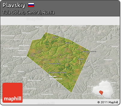 Satellite 3D Map of Plavskiy, lighten, semi-desaturated