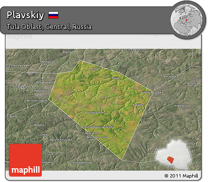 Satellite 3D Map of Plavskiy, semi-desaturated