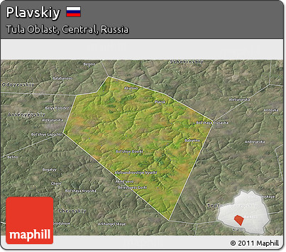 Satellite 3D Map of Plavskiy, semi-desaturated