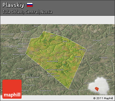 Satellite 3D Map of Plavskiy, semi-desaturated