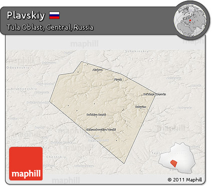 Shaded Relief 3D Map of Plavskiy, lighten